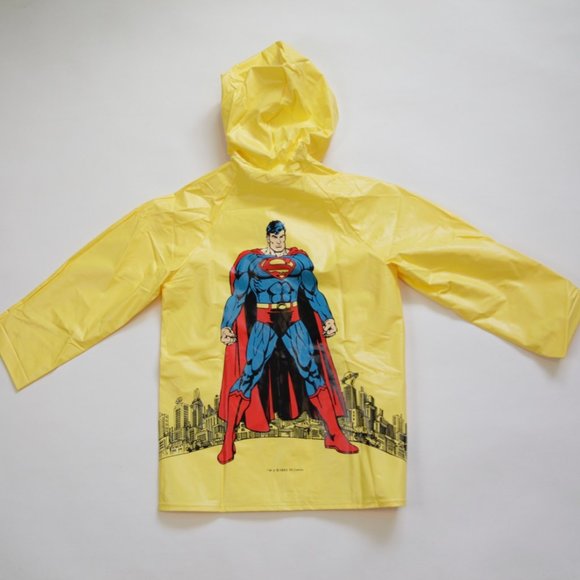 1993 Deadstock Vintage Superman The Man of Steel Kids Hooded Raincoat Jacket - Picture 3 of 10